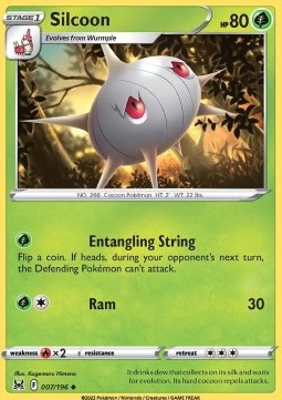 Silcoon Pokemon card from Lost Origin