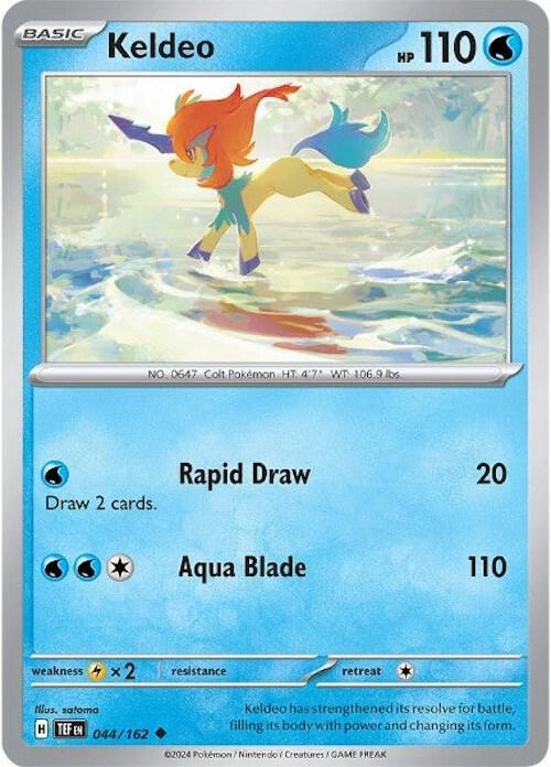 Keldeo Pokemon card from SV05: Temporal Forces