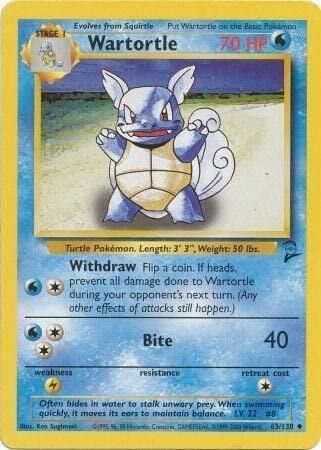 Wartortle Pokemon card from Base Set 2