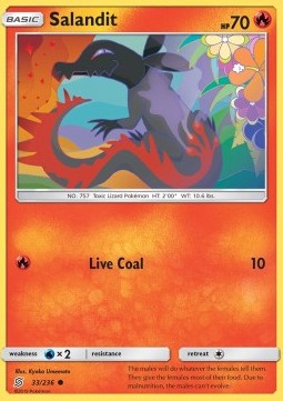 Salandit Pokemon card from Unified Minds
