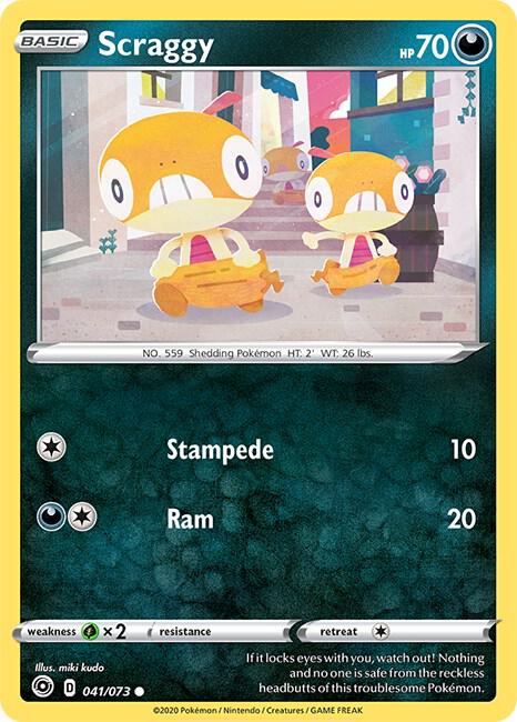 Scraggy Pokemon card from Champion's Path