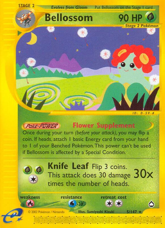 Bellossom Pokemon card from Aquapolis