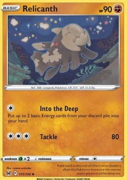 Relicanth Pokemon card from Lost Origin