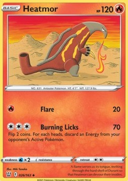 Heatmor Pokemon card from Battle Styles