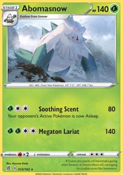 Abomasnow Pokemon card from Rebel Clash