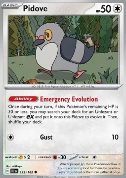 Pidove Pokemon card from Temporal Forces