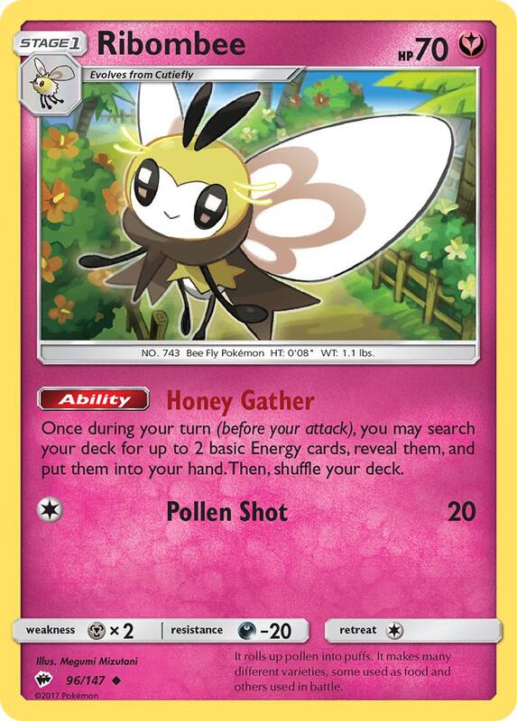 Ribombee Pokemon card from SM - Burning Shadows
