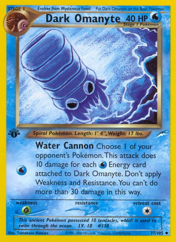 Dark Omanyte Pokemon card from Neo Destiny
