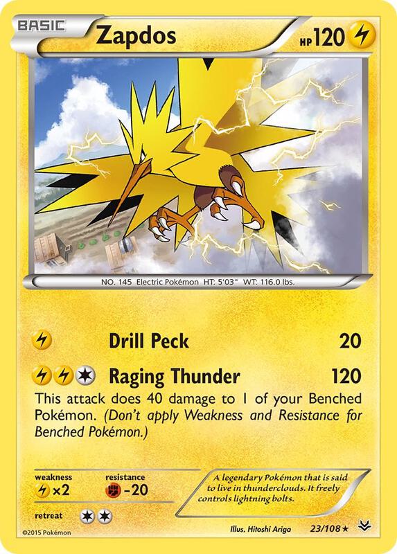 Zapdos Pokemon card from XY - Roaring Skies
