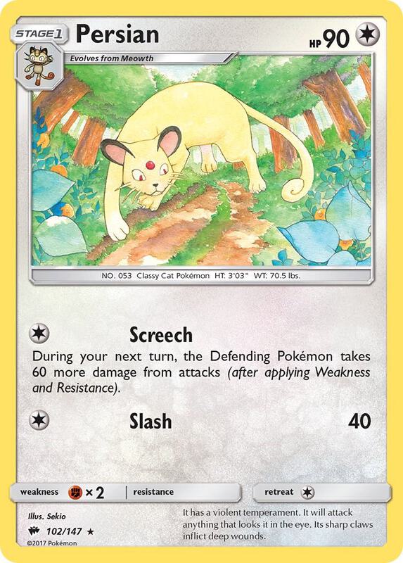 Persian Pokemon card from SM - Burning Shadows