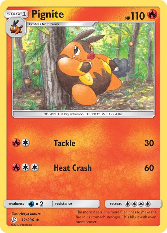 Pignite Pokemon card from SM - Cosmic Eclipse