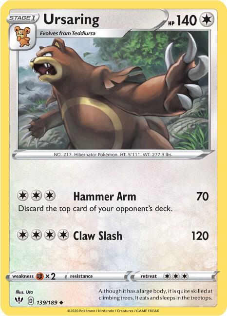 Ursaring Pokemon card from SWSH03: Darkness Ablaze