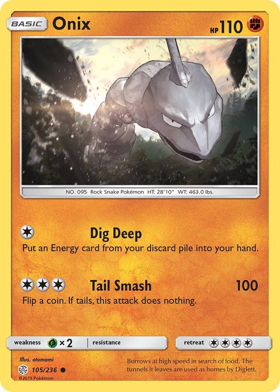 Onix Pokemon card from SM - Cosmic Eclipse