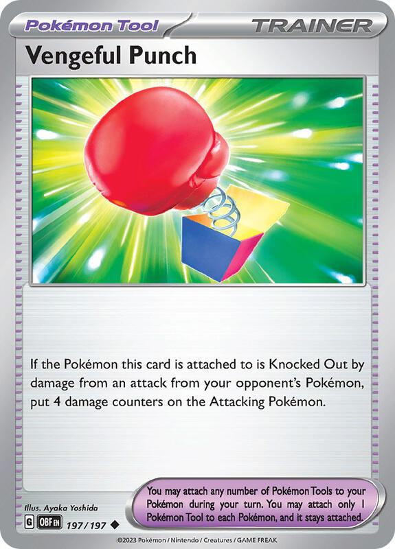 Vengeful Punch Pokemon card from SV03: Obsidian