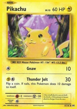 Pikachu Pokemon card from Evolutions
