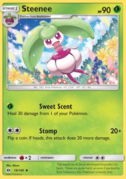 Steenee Pokemon card from Sun Moon