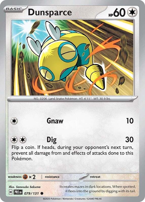 Dunsparce Pokemon card from SV: Prismatic Evolutions