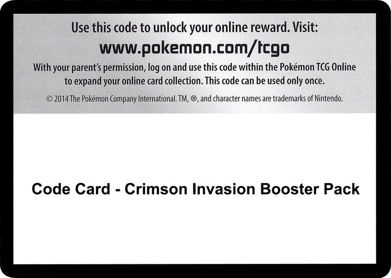 Code Card - Crimson Invasion Booster Pack Pokemon card from SM - Crimson Invasion