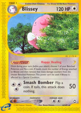 Blissey Pokemon card from Aquapolis