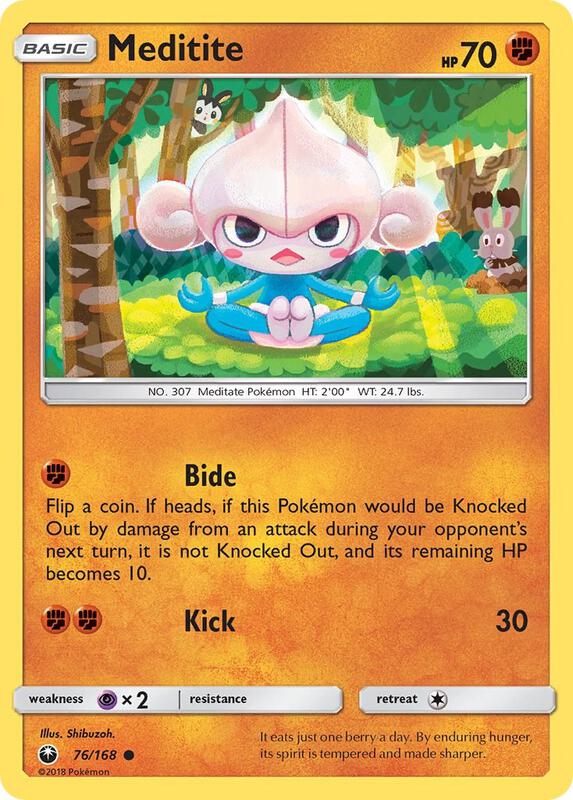 Meditite Pokemon card from SM - Celestial Storm