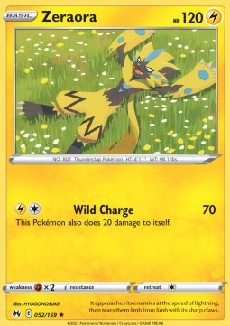 Zeraora Pokemon card from Crown Zenith