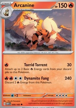Arcanine Pokemon card from 151