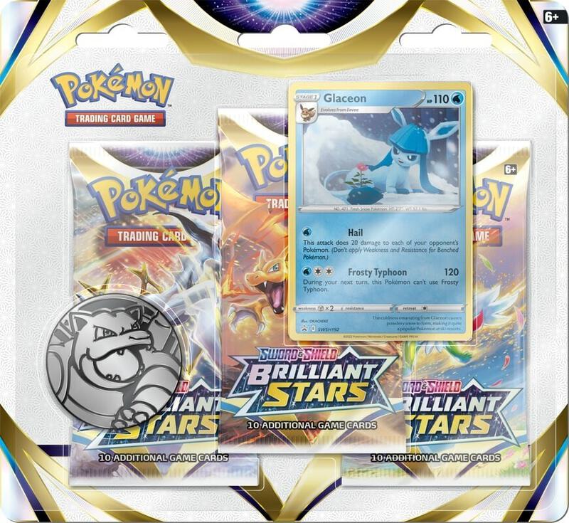 Brilliant Stars 3 Pack Blister [Glaceon] Pokemon card from SWSH09: Brilliant