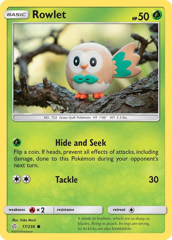 Rowlet Pokemon card from SM - Cosmic Eclipse