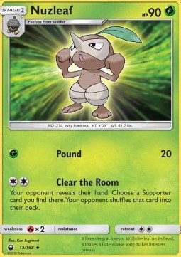 Nuzleaf Pokemon card from Celestial Storm