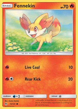 Fennekin Pokemon card from Forbidden Light