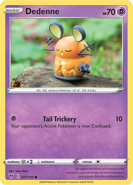 Dedenne Pokemon card from SWSH04: Vivid Voltage