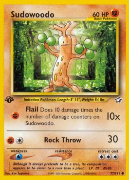Sudowoodo Pokemon card from Neo Genesis