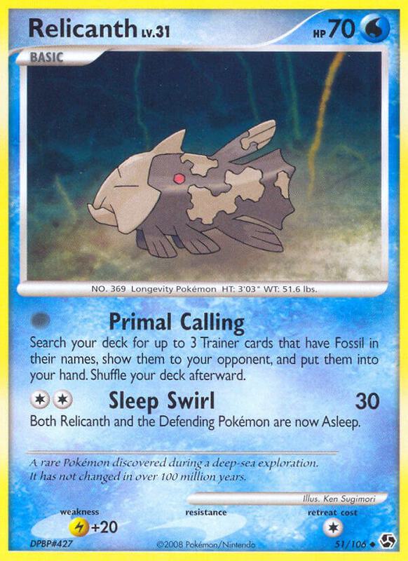 Relicanth Pokemon card from Great Encounters