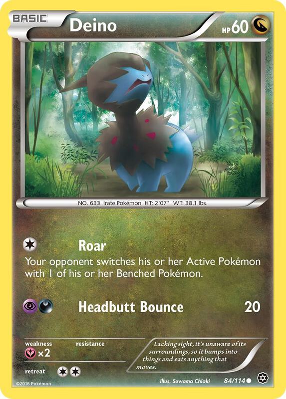 Deino Pokemon card from XY - Steam Siege