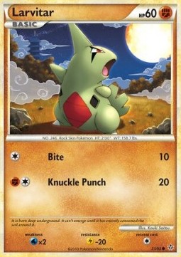 Larvitar Pokemon card from Unleashed