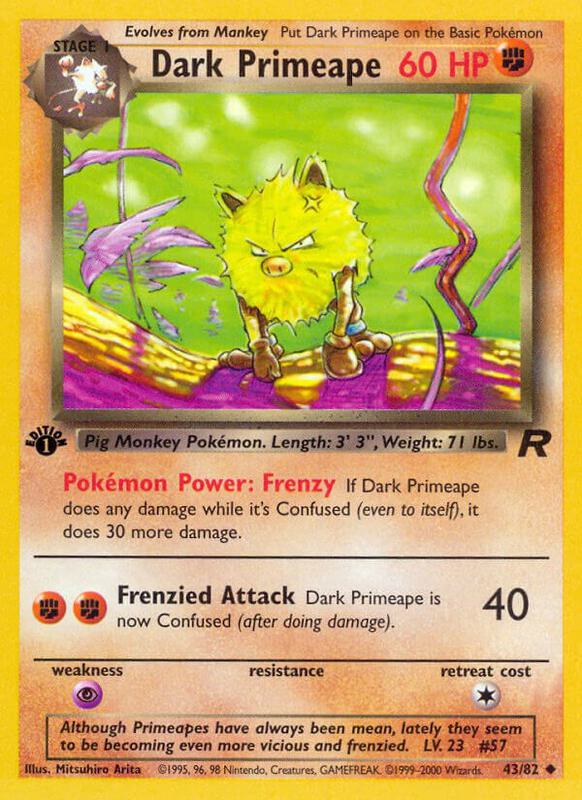 Dark Primeape Pokemon card from Team Rocket