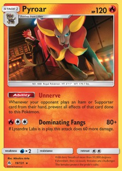 Pyroar Pokemon card from Forbidden Light