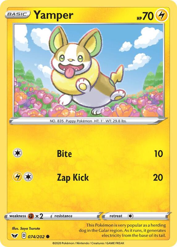 Yamper (074) Pokemon card from SWSH01: Sword & Shield Base Set