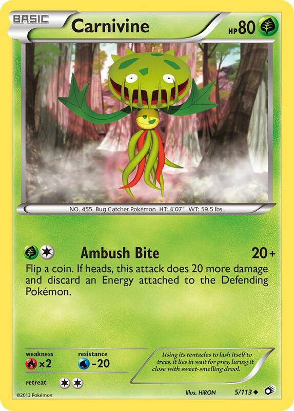 Carnivine Pokemon card from Legendary Treasures