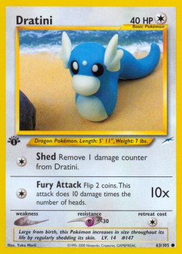 Dratini Pokemon card from Neo Destiny