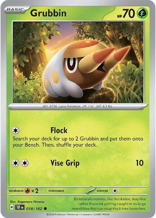 Grubbin Pokemon card from SV05: Temporal Forces