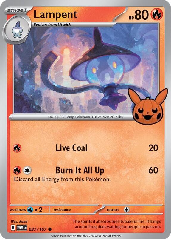 Lampent Pokemon card from Trick or Trade BOOster Bundle 2024