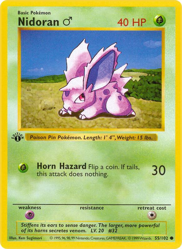 Nidoran M Pokemon card from Base Set (Shadowless)