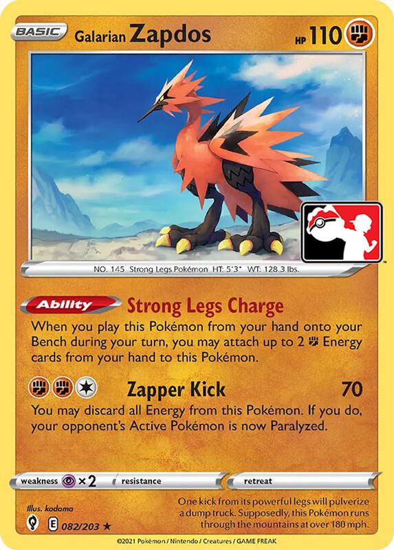 Galarian Zapdos Pokemon card from Prize Pack Series Cards