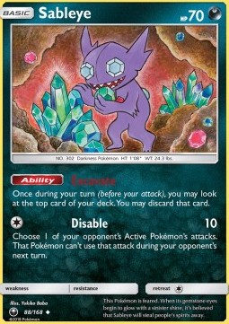 Sableye Pokemon card from Celestial Storm