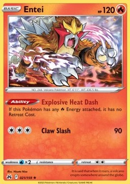 Entei Pokemon card from Crown Zenith
