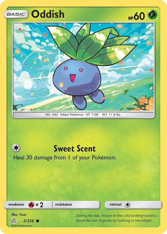 Oddish Pokemon card from SM - Cosmic Eclipse
