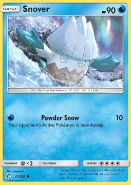 Snover Pokemon card from Unified Minds
