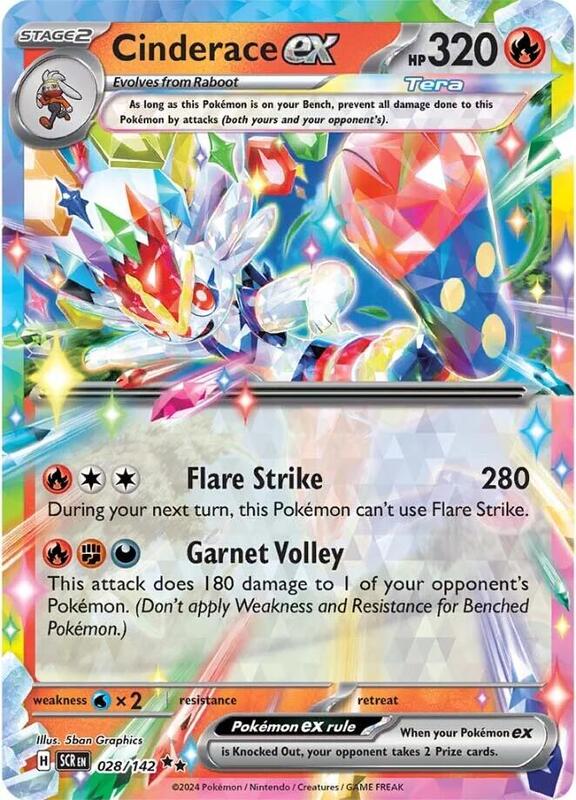 Cinderace ex Pokemon card from SV07: Stellar Crown