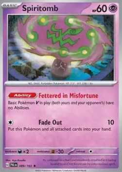 Spiritomb Pokemon card from Paldea Evolved